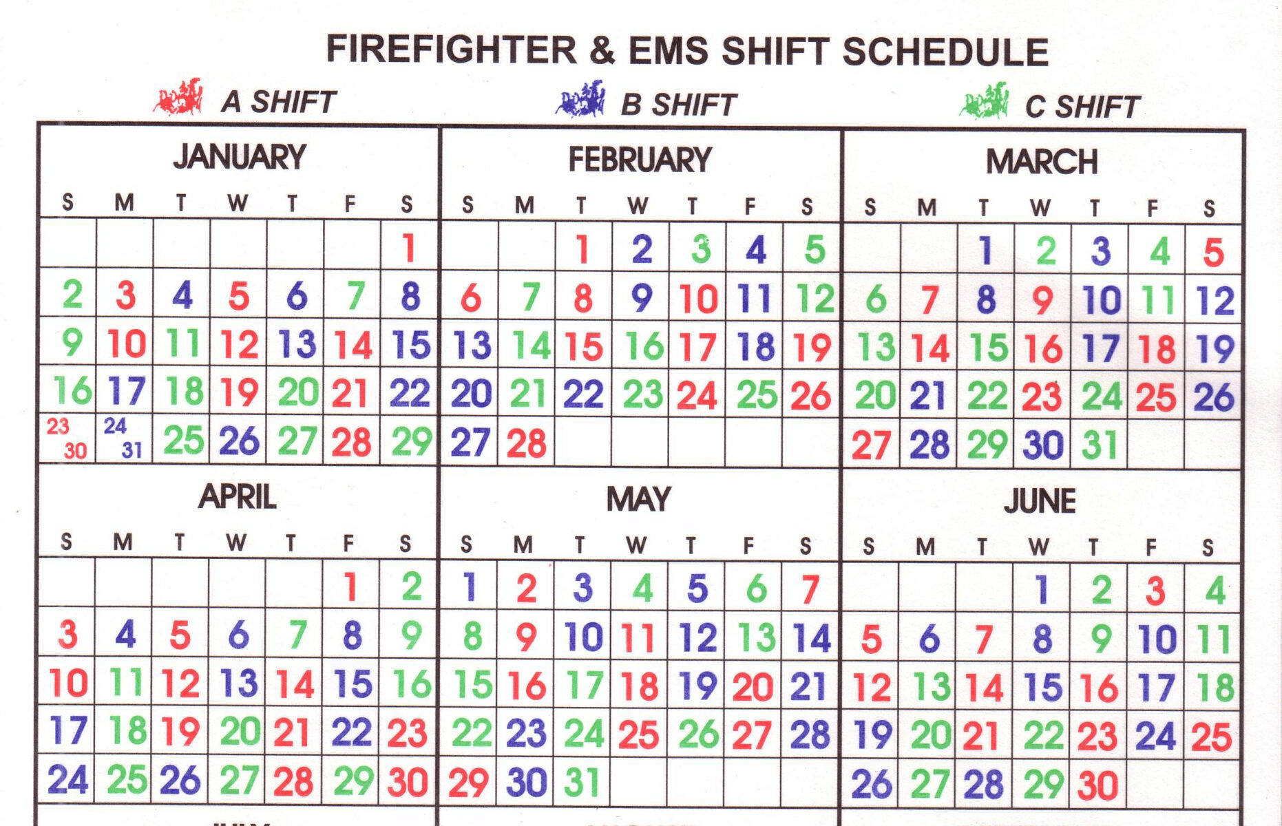 firefighter shift calendar
